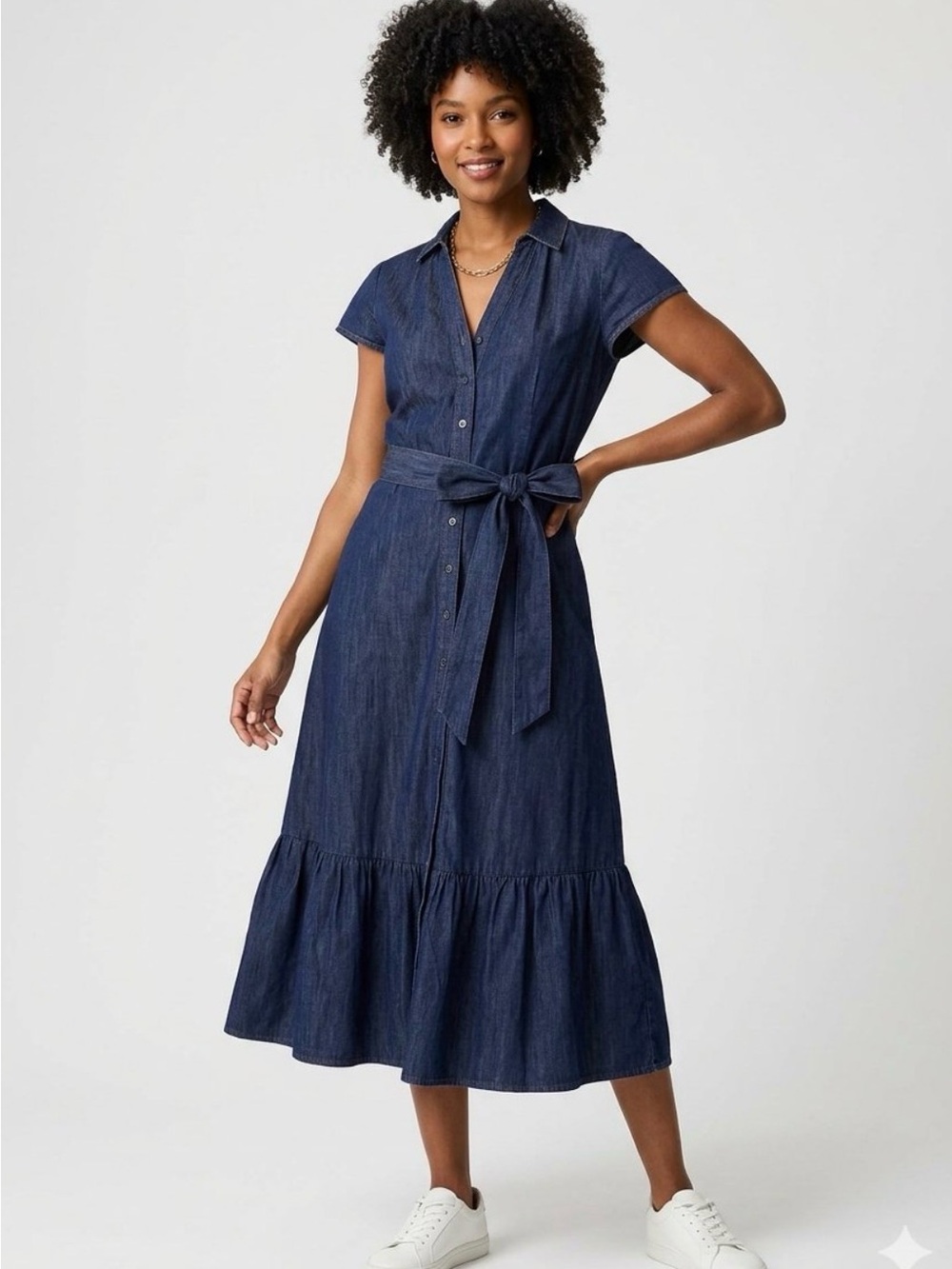 J. Crew Chambray Tie Waist Denim Shirt Dress Women’s Size 4